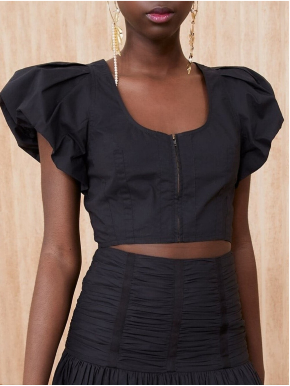 Ulla Johnson Kalena Top 💯% Cotton Black Puff Sleeve Dark Coquette Fairy Baddie